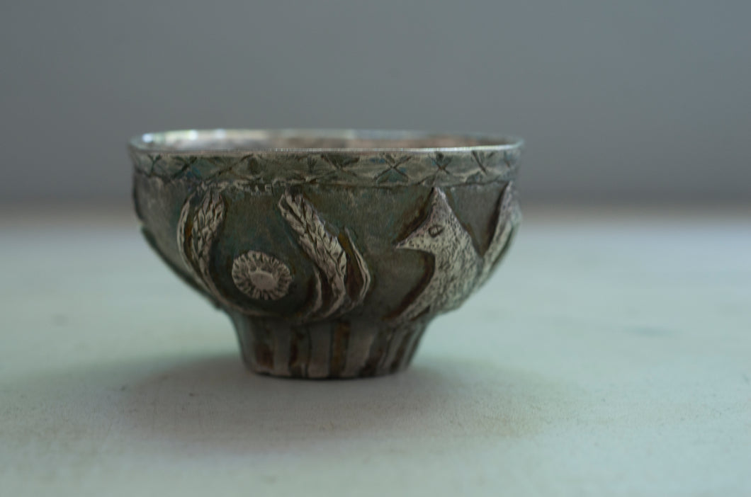 Silver cup with ear of rice and fox